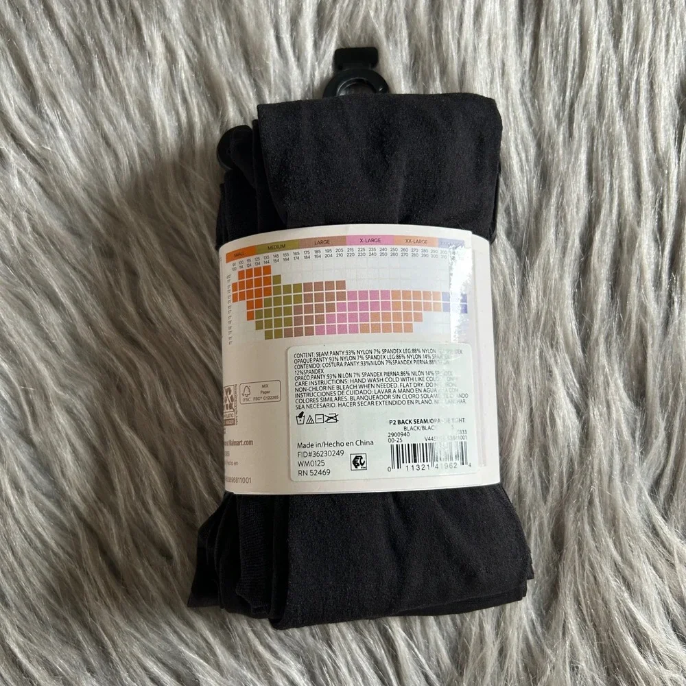 Joyspun Back Seam & Opaque Tights‎ Womens Size Small Black 2 Pair